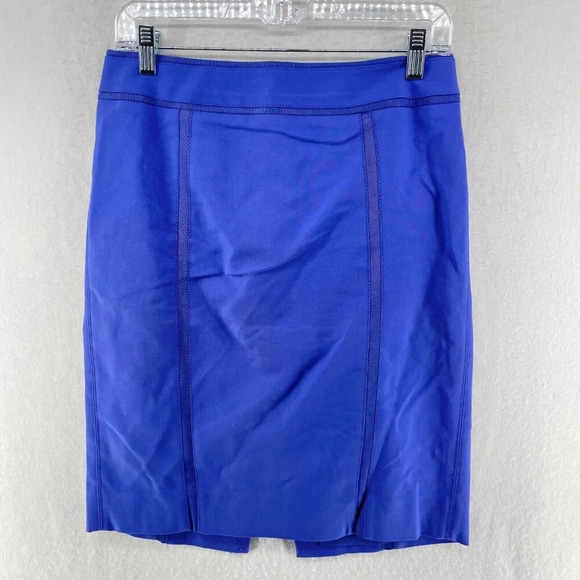 White House Black Market Skirt Women's Sz 6 Blue Knee Length Pencil Perfect Form - Picture 1 of 9